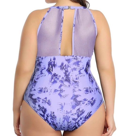 Aqua Eve Plus Size Swimsuit One Piece Tummy Control High Neck Ruched Size 18W - Picture 4 of 9